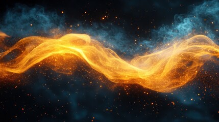 Obraz premium Celestial Wave: A Symphony of Orange and Blue Nebulae