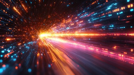 Naklejka premium Digital Speed: A Journey Through Neon Data Streams