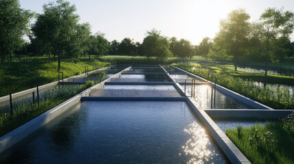 Water reflection in tranquil garden serene outdoor nature scene landscape photography bright daylight peaceful ambiance
