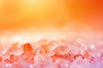 Glistening crystals sparkle under warm light close-up abstract colorful textured environment