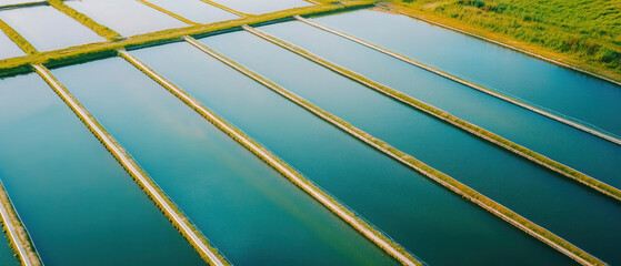 Aquaculture harvesting techniques coastal area aerial photography marine environment bird's eye view sustainable practices