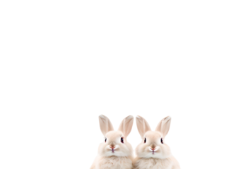 two rabbits isolated on transparent background with clipping path.