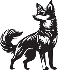Black and White Vector Dog Illustration | High-Quality Pet Silhouette Art