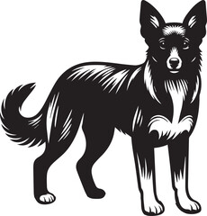 Black and White Vector Dog Illustration | High-Quality Pet Silhouette Art