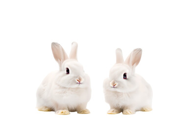 Obraz premium two rabbits isolated on transparent background with clipping path.