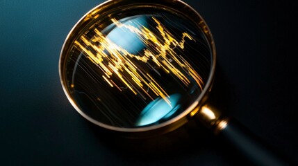 Magnifying Glass Analyzing Stock Market Graph  Investment  Finance  Data Analysis