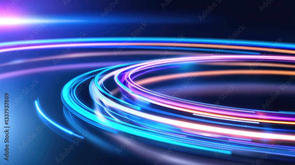 Aufkleber abstract art of sci-fi holographic waves intricate loops in a futuristic environment