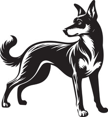 Black and White Vector Dog Illustration | High-Quality Pet Silhouette Art