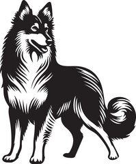 Black and White Vector Dog Illustration | High-Quality Pet Silhouette Art