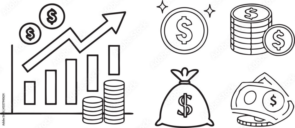 Poster business graph with arrow icon design showing growth and progress
