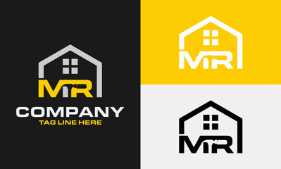 Letter MR hammer, Real estate logo Vector .
