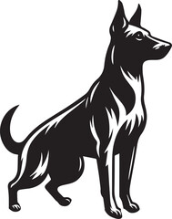 Black and White Vector Dog Illustration | High-Quality Pet Silhouette Art