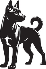 Black and White Vector Dog Illustration | High-Quality Pet Silhouette Art