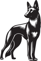 Black and White Vector Dog Illustration | High-Quality Pet Silhouette Art
