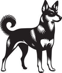 Black and White Vector Dog Illustration | High-Quality Pet Silhouette Art