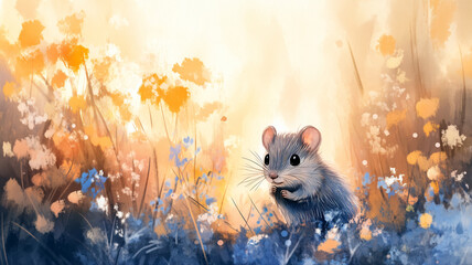 Tiny mouse, watercolor 