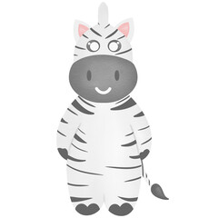 Cute zebra cartoon hand drawn transparency illustration