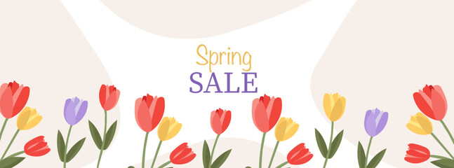 a tulip banner with the inscription Spring sale