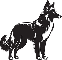 Black and White Vector Dog Illustration | High-Quality Pet Silhouette Art