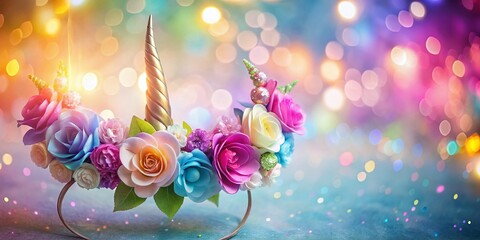 Whimsical Unicorn Headband with Colorful Flowers & Spiral Horn - Perfect for Parties