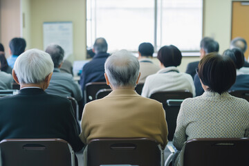 年金や資産運用を学ぶセミナーに参加する高齢者