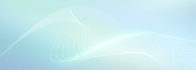 Abstract mesh lines on light turquoise background. Vector realistic illustration of white waves on soft backdrop, modern business or science presentation template, future technology banner design
