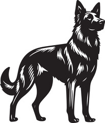 Black and White Vector Dog Illustration | High-Quality Pet Silhouette Art