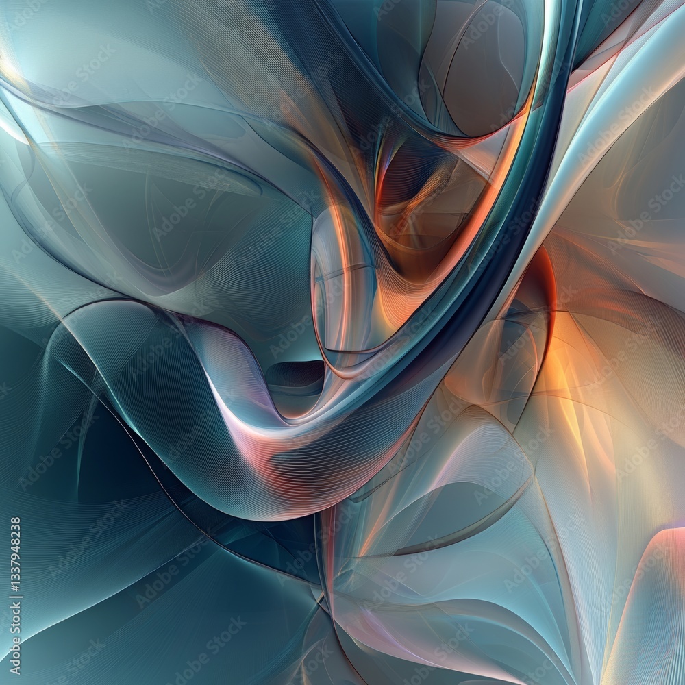 Poster abstract fractal art with swirling patterns