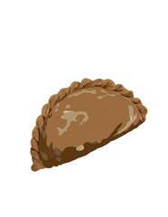 Hand drawn illustration of pastry, curry puff.