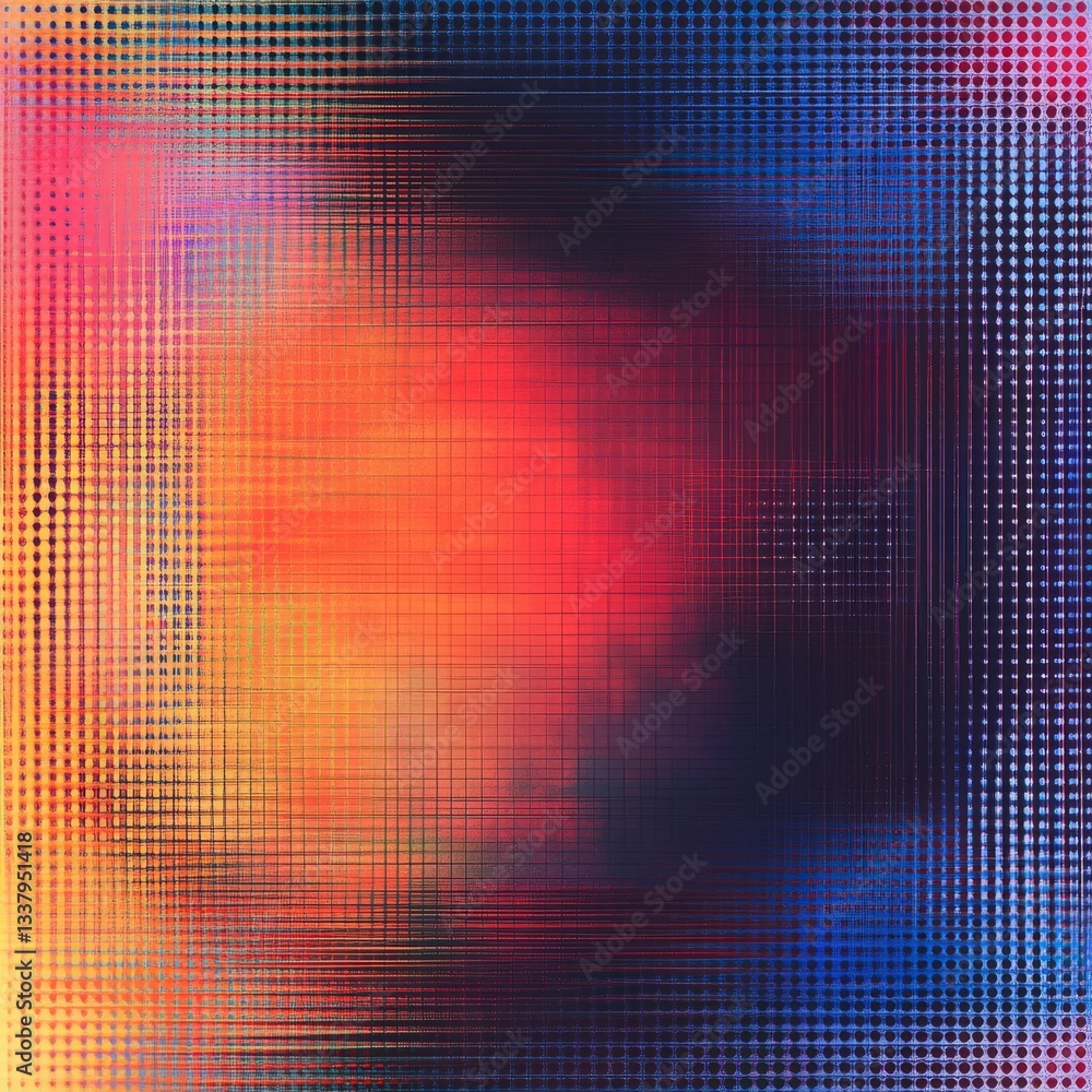 Aufkleber Abstract Gradient Grid: Interplay of Warm and Cool Tones with a Textured Overlay