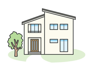 モダンでオシャレな一戸建ての家のイラスト