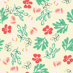 Floral brush strokes seamless pattern design for fashion textiles, graphics, backgrounds and crafts