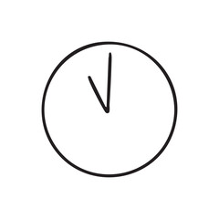 シンプルな手描きの時計　十一時のモノクロ単品イラスト