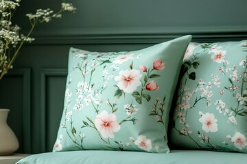 Soft furnishings with flower patterns enhancing the aesthetics of a bedroom