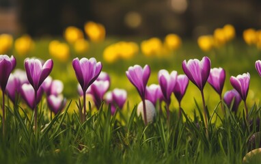 Vibrant flowers bloom in a lush green field, symbolizing Easter's renewal and beauty.