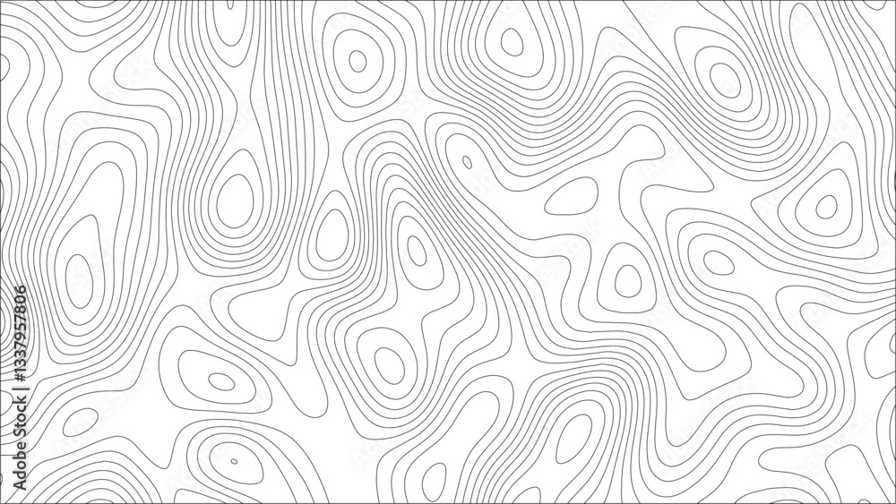 Aufkleber abstract wavy topographic lines map with seamless contour lines. relief contour of terrain. topograp