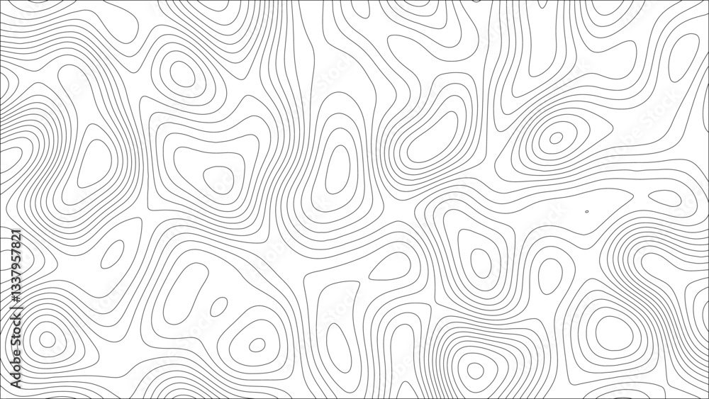 Aufkleber Abstract wavy topographic Lines map with seamless contour lines. Relief contour of terrain. Topographic map pattern. Geographic mountain relief. contours topography stylized height lines map
