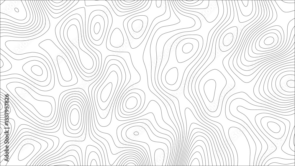 Fototapete abstract wavy topographic lines map with seamless contour lines. relief contour of terrain. topograp