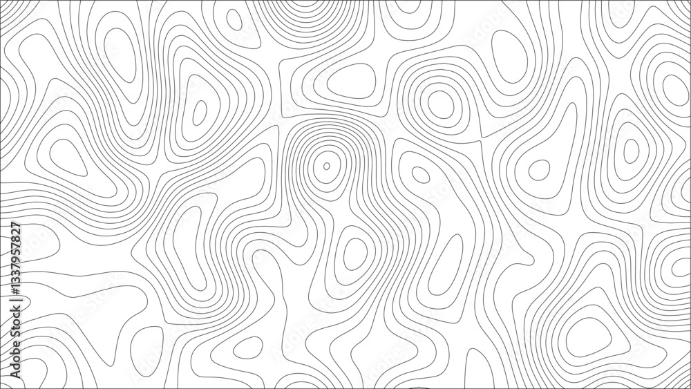 Fototapete abstract wavy topographic lines map with seamless contour lines. relief contour of terrain. topograp