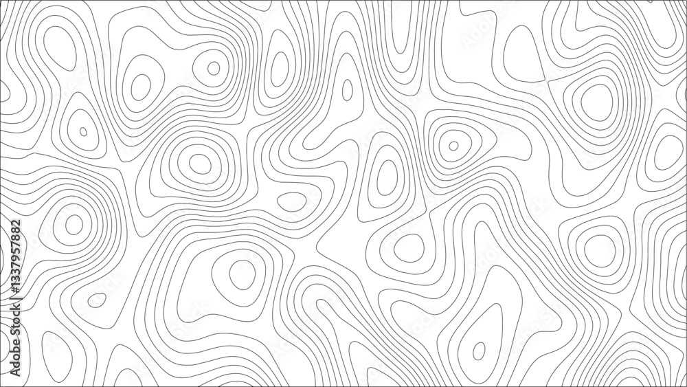 Fototapete abstract wavy topographic lines map with seamless contour lines. relief contour of terrain. topograp