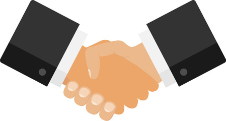 Handshake, handshake of two men in business suits, handshake icon. Background image, web banner, poster, vector illustration.