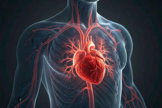 Heart Rapidly Pounding in a Low Resolution Render Showcasing Human Anatomy Details Generative AI