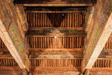 Old wooden roof of the Chinese traditional house