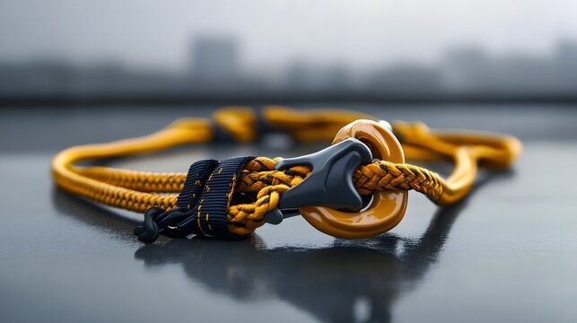 Safety harness and equipment showcased, emphasizing workplace safety and professional preparedness.