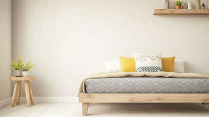 Cozy bedroom setup with minimalistic design and natural light during daytime