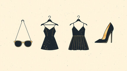 Fototapeta premium Aesthetic Fashion Symbols in Sophisticated Minimalist Design.j
