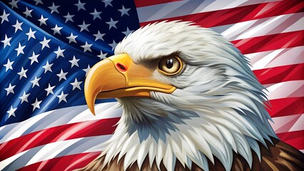 american eagle and american flag