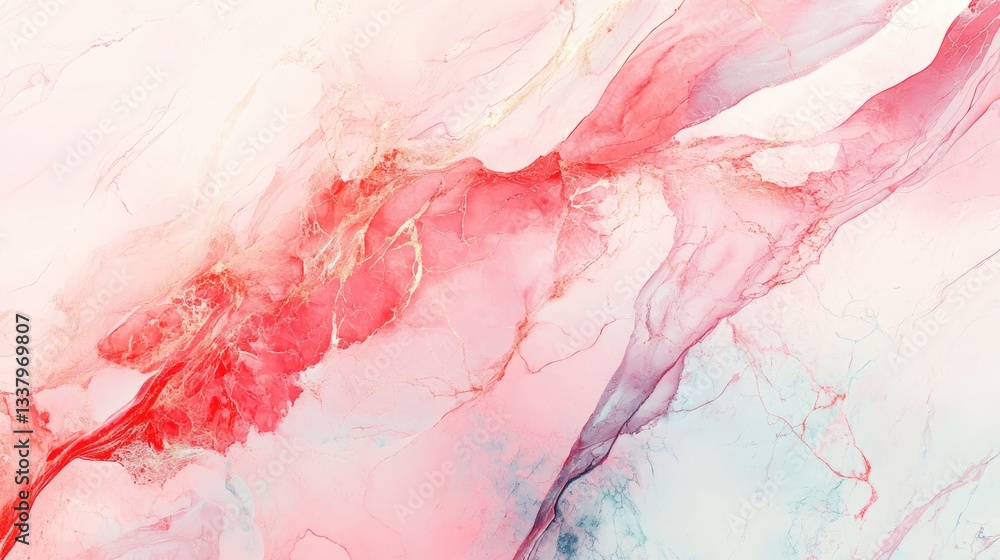 Aufkleber colorful swirls of red and pink merge with soft blue tones, creating a vibrant and captivating abstr