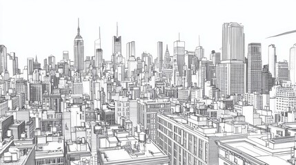 Architectural Sketch of a Modern City Skyline