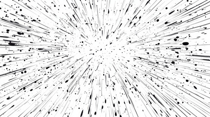 Obraz premium Abstract ink splatter background with dynamic black lines and dots